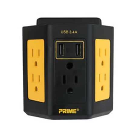 Cable Wholesale CableWholesale  5-Outlet Power Station with 2 USB A Charge Ports 3.4A Total, Black 50W1-30105